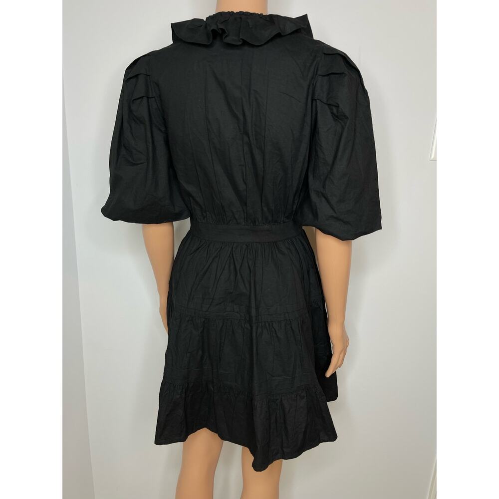 House of Harlow 1960 Ruffled cotton wrap mini dress black size S - Picture 3 of 11